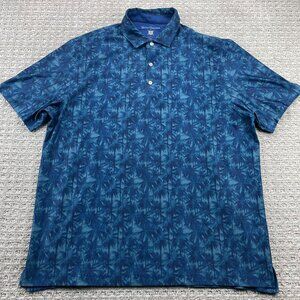 Hickey Freeman Golf Shirt Floral Men Large L Navy Blue Activewear Outdoor Golfer